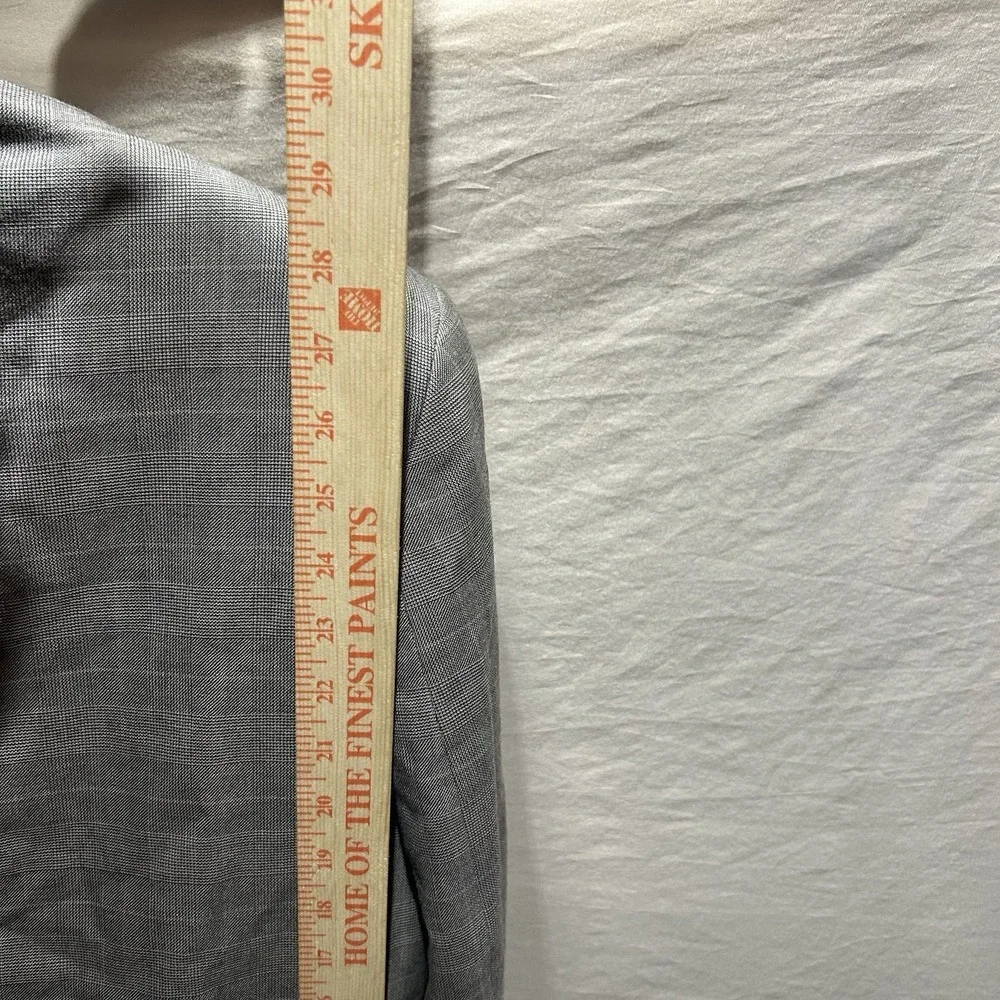 Vintage J. Riggings Mens 42R Double Breasted Blazer Grey Plaid 100% Wool Suit